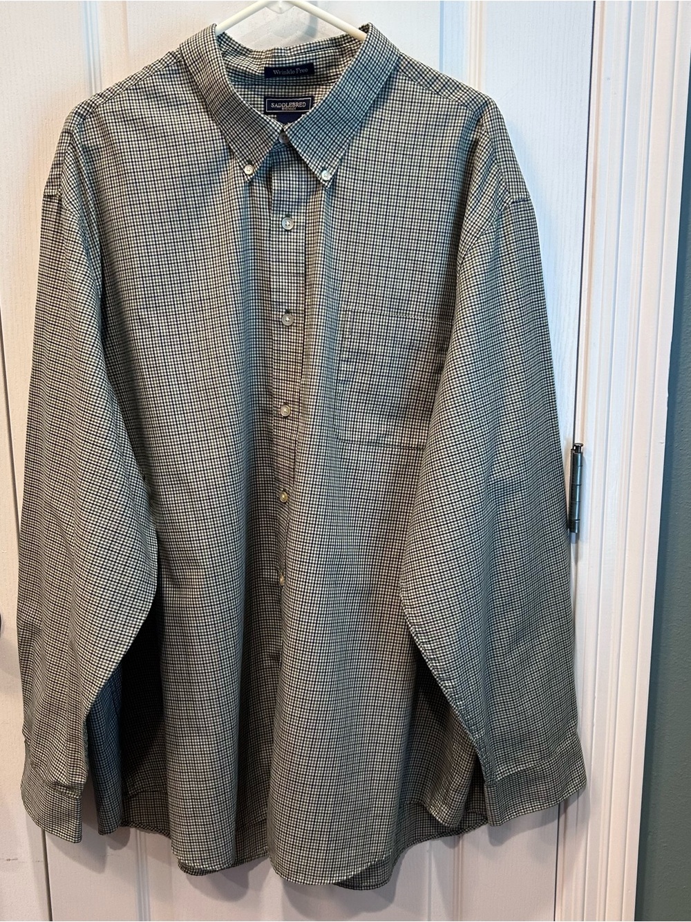 Saddlebred Men’s Green & Navy Blue Long Sleeve Button Up Size 3X Dress Shirt